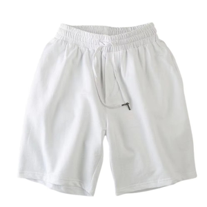 Shorts Bermuda en Coton Blanc Uni pour Homme, Taille Élastique, Décontracté, Respirant, avec Cordon de Serrage, Taille Mi-Haute - Product Image 1