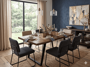 Modern Solid Wood Live edge Dining Table Metal Legs for Dining Table Block Base Dining Room Furniture Home Furniture - Product Image 3