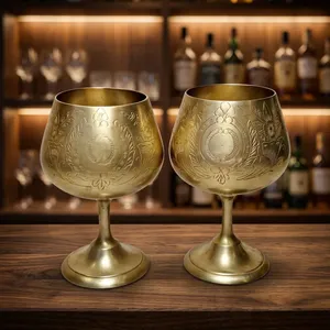 Copas de Brandy y Coñac de Latón Macizo Vintage, Artículos de Bar de Lujo - Product Image 5