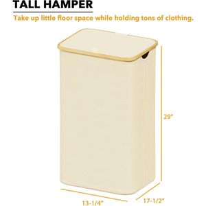 Large 110L Tall Laundry Hamper with Lid Bamboo Handles Collapsible Design for Bedroom Bathrooms for <b>Clothes</b> <b>Storage</b> - Product Image 4