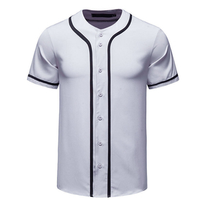 Camiseta de Béisbol Blanca para Hombre, Manga Corta, Cierre con Cordón, Corte Regular, Malla Transpirable de Poliéster, Color Sólido, para Todas las Temporadas, Personalizable - Product Image 1
