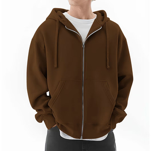 Sudadera con capucha de forro polar con cremallera extragrande para hombre con logotipo personalizado, estilo casual urbano. - Product Image 1