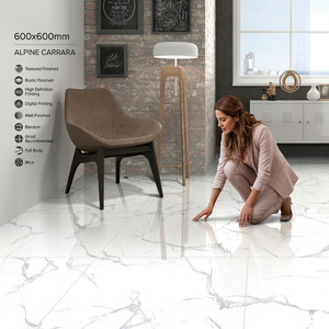 Carreaux de sol vitrifiés Kajaria Alecia Verde 2x2 en porcelaine marbrée 24x24 (60x60) pour le revêtement de sol du salon, catégorie de produits GVT/PGVT - Product Image 2