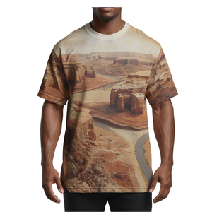 Camiseta Sublimada para Hombre, Diseño Desértico, Estilo Oversize, Ropa Gráfica Inspirada en el Aire Libre - Product Image 3