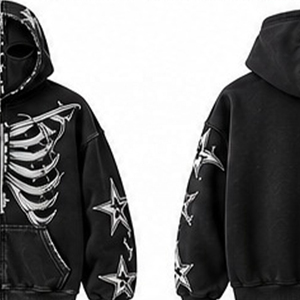 Nouveau sweat à capuche personnalisé d'hiver avec motif squelette intégré et étoile thoracique, 100 % coton, coupe oversize, respirant, décontracté - Product Image 3