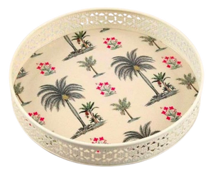 Plateau en métal émaillé au look artisanal – Style rétro campagnard pour service et décoration - Product Image 1