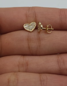 Pendientes de Oro Sólido de 14K con Diamantes Cultivados en Laboratorio de 0.20 Ct, Certificados por IGI, Diseño de Corazón en Racimo, para Mujer, Elegantes y Delicados, Ideales para Fiestas - Product Image 3