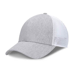 <b>Light</b> Gray Mesh Trucker Hat 6-<b>Panel</b> Adjustable Snapback Casual Cap for Adults Spring Summer Unisex Breathable Style - Product Image 1