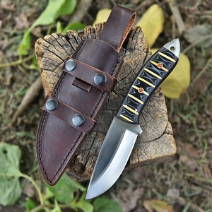 Cuchillo de Caza Forjado a Mano de Acero con Alto Contenido de Carbono, Hoja de Espiga Completa, Mango Ergonómico de G10 y Micarta, para Supervivencia al Aire Libre y Uso Táctico, con Funda de Cuero - Product Image 1