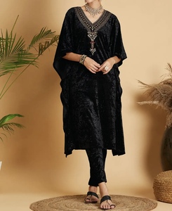 Luxury Kaftan Abaya Handmade Moroccan Arabian kaftan Dress Long Sleeve V Neck Polyester Regular Fit Casual Evening Party Flared - Product Image 1