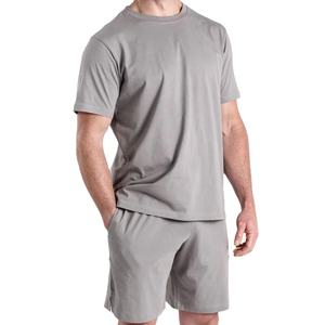 Short d'été pour homme Short en tricot jersey pour homme Ensemble short et t-shirt en coton biologique Street Wear Short de jogging - Product Image 1