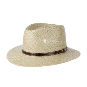 Sombrero Fedora de Paja Tejida Unisex, Color Beige Natural, Ala Ancha, Estilo Vaquero, para Playa, Viajes y Actividades al Aire Libre - Product Image 1