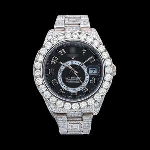 นาฬิกาข้อมือแฟชั่นหรูหราสำหรับผู้ชาย ดีไซน์หน้าปัดสีน้ำเงินทันสมัย ประดับเพชร กันน้ำได้ 100 บาร์ ตัวเรือนสแตนเลสสตีล เหมาะสำหรับนักดำน้ำ - Product Image 2