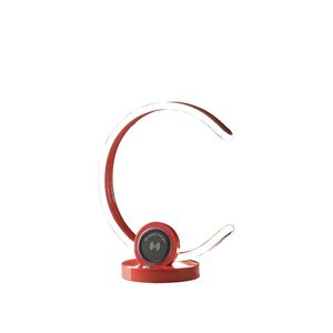 Lampada da Scrivania LED Moderna a Forma di C da 13,25 Pollici con Porta USB/Caricatore Wireless e Dimmer Touch Rosso Brillante - Product Image 2
