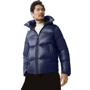 Veste matelassée à capuche bleu marine pour homme, épaisse, rembourrée de duvet, coupe-vent, fermeture éclair, vêtement d'extérieur décontracté pour l'hiver, coupe régulière - Product Image 4