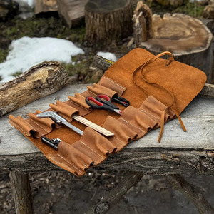 Wholesale handmade leather <b>tool</b> <b>roll</b> organizer bags supplier custom logo export quality portable storage custom export quality - Product Image 4