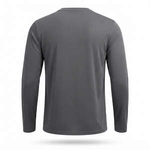 Chemise de pêche à manches longues pour hommes adultes UPF 50 100% polyester respirant à séchage rapide bleu marine uni protection solaire extérieure - Product Image 6