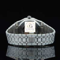 Montre de qualité export, neuve, en acier inoxydable argenté, résistante à l'eau, avec verre serti de diamants Mossinate, bracelet en caoutchouc, cadran de 20 mm ou 40 mm