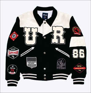 Veste universitaire de luxe en laine et cuir, style Letterman, avec patchs en chenille brodés, collection Baseball Fashion Factory - Product Image 1