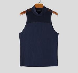 Débardeur en maille à col roulé pour homme, couleur unie, style streetwear, respirant, séchage rapide, sans manches, en polyester - Product Image 2