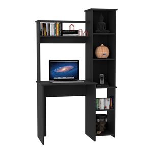 Escritorio para ordenador Versalles negro con dos estantes superiores y cinco cubículos para organización y comodidad - Product Image 3