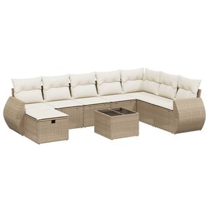 Conjunto de Sofás Modulares Grandes de Ratán Sintético Beige para Jardín, Muebles de Exterior Cómodos y Elegantes - Product Image 2