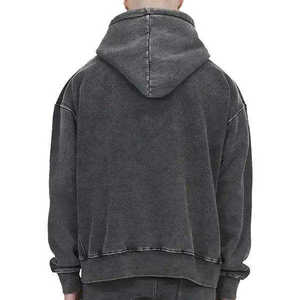 Sudadera con capucha extragrande de algodón para hombre, estilo vintage, lavado ácido, hombro caído, desgastada, estilo urbano, venta al por mayor personalizada - Product Image 3
