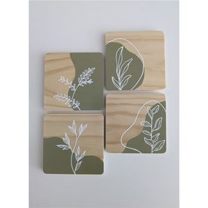 Sous-verres en bois géométriques modernes avec logo personnalisé, antidérapants, résistants à la chaleur, sous-verres ronds en bois, protection de table isolante pour le café - Product Image 6