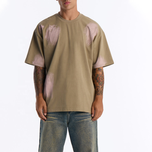 Custom Logo Men's Oversized Tie-Dye Short Sleeve O-Neck <b>Paint</b> Stroke T-Shirt Casual Cotton Jersey Solid Pattern Top - Product Image 1