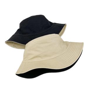 Vente en gros couleur unie voyage double face pare-soleil chapeau plage unisexe pêcheur chapeau 100% pur coton seau chapeau - Product Image 1