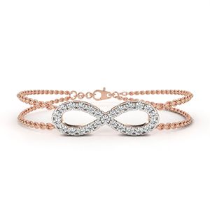 Unisex Yellow Gold Plated <b>Infinity</b> <b>Bracelet</b> Emerald Cut Diamond Pav Setting Classic Chain Link Design Engagement Everyday Wear - Product Image 1