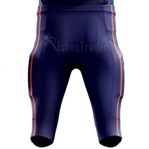Ensemble de maillot et pantalon de football américain personnalisé pour homme, bleu et orange, impression par sublimation, respirant, 100% polyester, taille adulte - Product Image 6