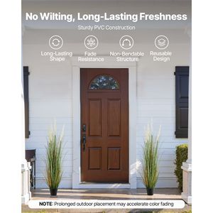 Lot de 2 plantes artificielles en PVC de qualité supérieure de 47 pouces, pot de fleurs en roseau de 47 pouces, plantes vertes artificielles d'intérieur et d'extérieur - Product Image 4