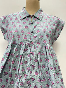 Débardeurs pour femmes à imprimé floral 100% coton, longueur courte, boutonnage sur le devant, col en V, tissu doux et respirant, débardeurs décontractés d'été - Product Image 5