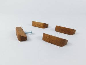 Poignées de meuble contemporaines en bois nordique faites à la main, boutons de meuble lisses en pierre de rivière, poignées minimalistes en galets de bois, poignées d'art pour meubles - Product Image 4