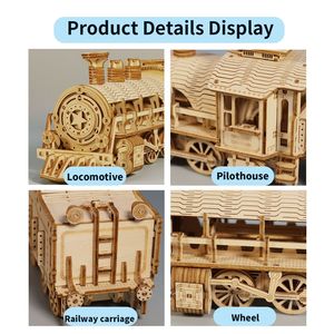 Kit Modellini Treno 3D in Legno, Puzzle Meccanici Fai-da-Te Unici, Giochi di Logica per Compleanni e Natale - Product Image 3