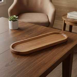 Bandeja de Servir Japonesa de Madera Ovalada, Plato de Madera Maciza para Postres y Té - Product Image 5