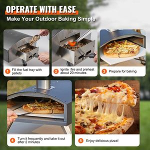 Portatile da 12 pollici all'aperto in acciaio inox Grill forno a Pellet di carbone cottura Pizza pietra copertura impermeabile pala legno campeggio - Product Image 6