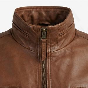 แจ็คเก็ตหนังแท้ทรงนักขี่มอเตอร์ไซค์ คอสูง สำหรับผู้ชาย หนังแกะแท้คุณภาพสูง ฟอกฝาดอย่างดี ใช้ได้ทุกฤดู พร้อมอุปกรณ์ป้องกันอย่างดีเยี่ยม - Product Image 4