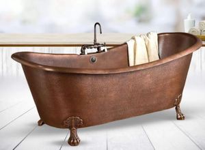 อ่างอาบน้ำทองแดงทรงสี่เหลี่ยมขาตั้งแบบแฮนด์เมดสำหรับวิลล่าหรู ราคาประหยัด อ่างอาบน้ำทองแดงทรงสี่เหลี่ยมขาตั้งแบบแฮนด์เมดสำหรับความหรูหรา - Product Image 1