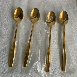 ช้อนสแตนเลสชุบเงินโทนอุ่นสไตล์โมเดิร์น ทนทาน ใช้งานได้ยาวนาน เหมาะสำหรับงานแต่งงาน อาหารประจำวัน งานเลี้ยงครอบครัว - Product Image 1