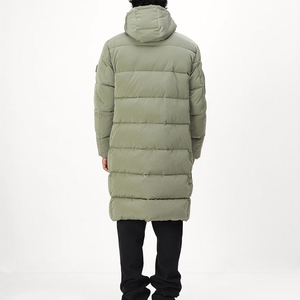 Men's Long Hooded Puffer Jacket <b>Down</b> Filled Windproof Casual Winter Coat Olive Green Zip Closure Regular Fit - Product Image 2