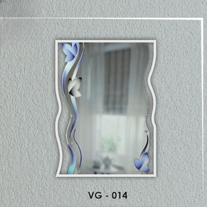 Espejo de Pared con Forma Rectangular Única y Bordes Ondulados, Diseño de Ranura en V Atractivo, Sin Marco - Product Image 4
