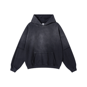 Sudadera con Capucha Unisex de Felpa Francesa 100% Algodón, Lavado Ácido Gris, Estilo Casual, Oversize, Manga Regular, Tejido de Invierno - Product Image 3