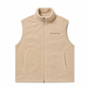 Chaleco de Forro Polar Azul para Hombre, Cuello Alto, Cierre de Cremallera, Bolsillos Delanteros, Ropa Casual de Otoño, Logotipo Personalizado - Product Image 4