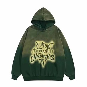 Sudadera con Capucha Personalizada al por Mayor con Letras en Degradado, Sudadera Unisex de Forro Polar Verde Oliva, Fabricante OEM ODM - Product Image 1