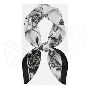 Women's Square 100% <b>Silk</b> Fabric Digital Printed Floral Elegant Multi-Functional <b>Scarf</b> for All Seasons Outdoor Use 220g - Product Image 2