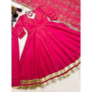 Robe Anarkali de créateur avec Plazzo et Dupatta pour fête-Vêtements indiens et pakistanais à la mode - Product Image 4