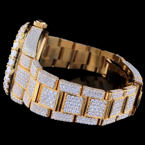 Reloj de Pulsera de Oro con Diamantes Moissanite de Alta Calidad, Personalizado, Totalmente Cubierto de Diamantes, Moderno y Elegante, de Acero Inoxidable para Hombre - Product Image 4