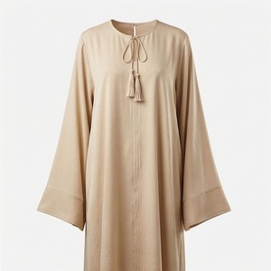 Robe élégante islamique modeste en satin, hijab, kaftan, abaya, hauts à manches longues pour femmes, couleur personnalisée, vêtements de mode - Product Image 1